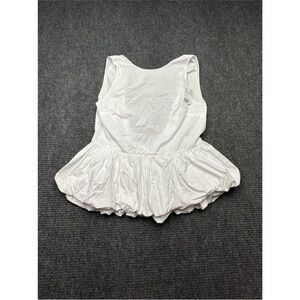 Elegant White Sleeveless peplum Top ties in the back. Open back Medium poplin